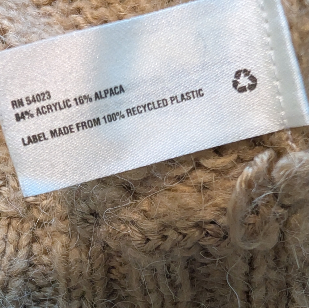 Gap Alpaca Blend Cropped Tan Shawl Neck Sweater Beige Quiet Luxury Minimal Lg image 6